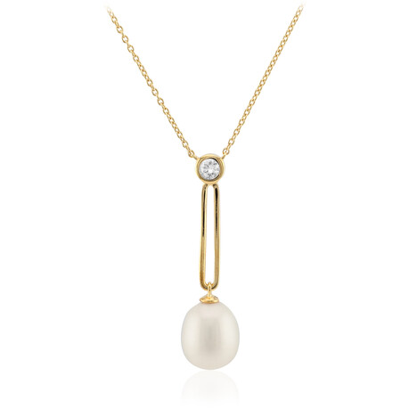 Weiße Süßwasserzuchtperlen-Silbercollier