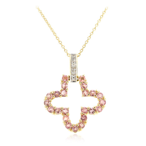 Nicht erhitzter Padparadscha-Saphir-Goldhalskette (AMAYANI)