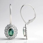 Boucles d'oreilles en argent et Saphir de couleur pétrole