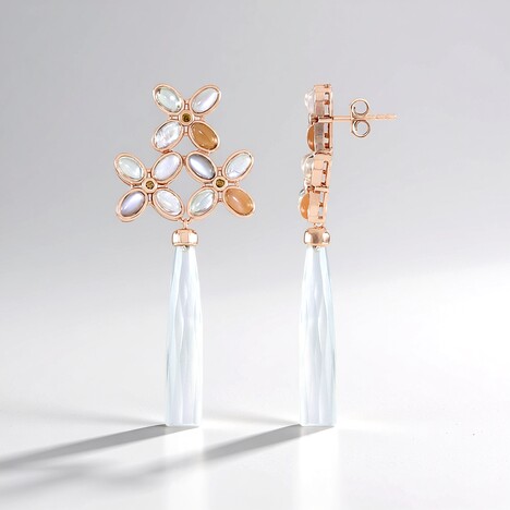 Orecchini in argento con Calcedonio Bianco (KM by Juwelo)