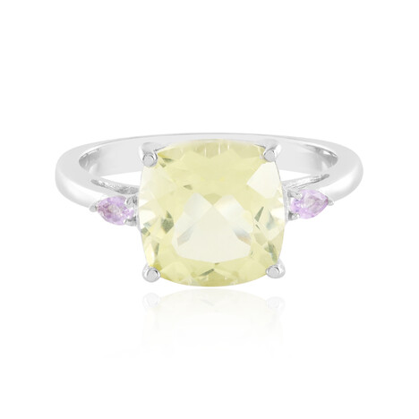 Lemon Quartz Silver Ring