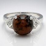 Anello in argento con Ossidiana Mogano