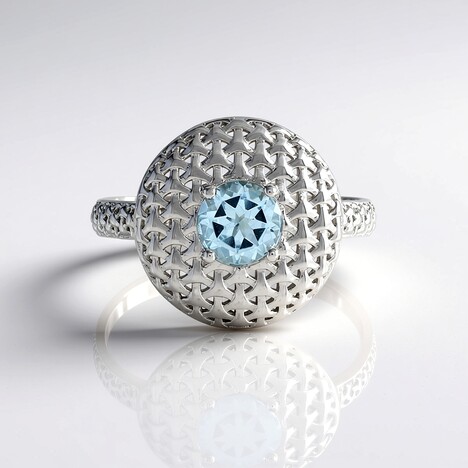 Anello in argento con Topazio Blu Cielo (MONOSONO COLLECTION)