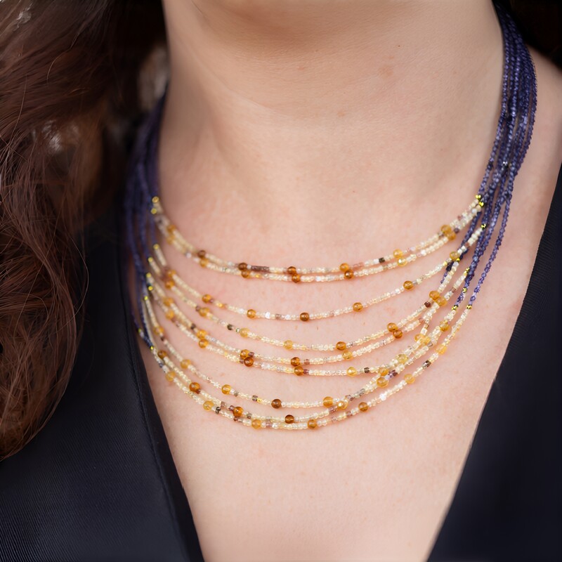 Edelstein-Silberhalskette (Riya)