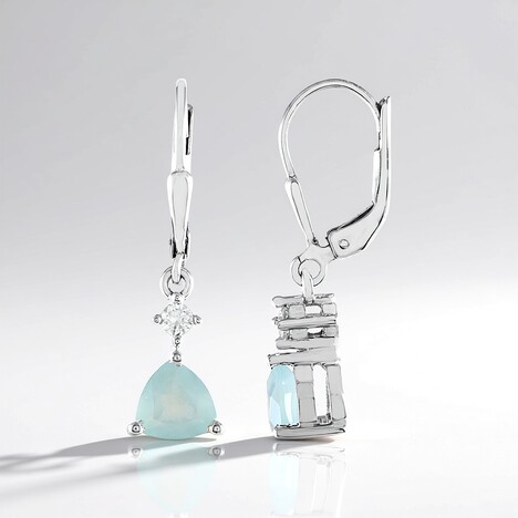 Boucles d'oreilles en argent et Calcédoine d'eau