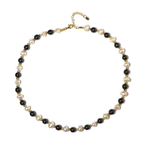 Zilveren halsketting met Zwarte Hematieten