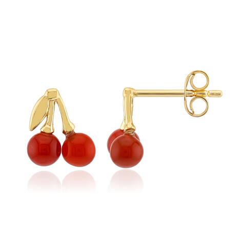 Red Agate Silver Earrings