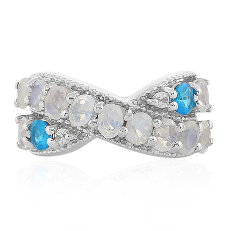 Anello in argento con Pietra di Luna Arcobaleno