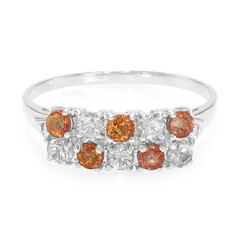 Bague en argent et Saphir orange