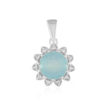 Aqua-Chalzedon-Silberanhänger