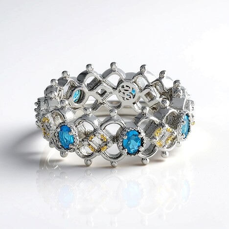 Bague en argent et Apatite bleu néon (Dallas Prince Designs)