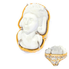 Zilveren ring met een Witte Agaat (Gems en Vogue)