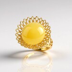 Anello in argento con Ambra Milky Baltica (dagen)