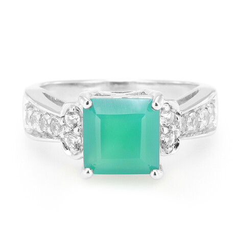 Grüner Chalzedon-Silberring