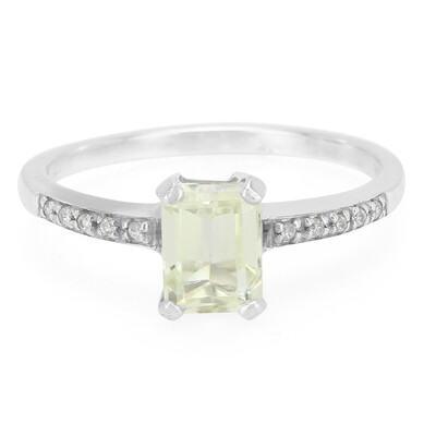 Anello placcato in platino con Kunzite Canarino