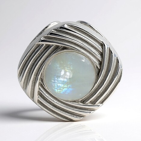 Ciondolo in argento con Pietra di Luna Arcobaleno (MONOSONO COLLECTION)