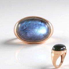 Anello in argento con Labradorite Verde Maniry (KM by Juwelo)