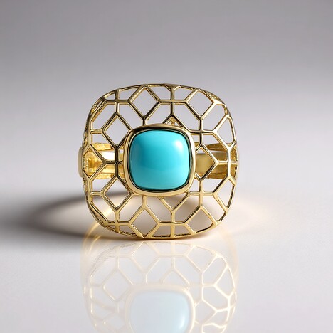Anello in oro con Turchese Sleeping Beauty (Ornaments by de Melo)