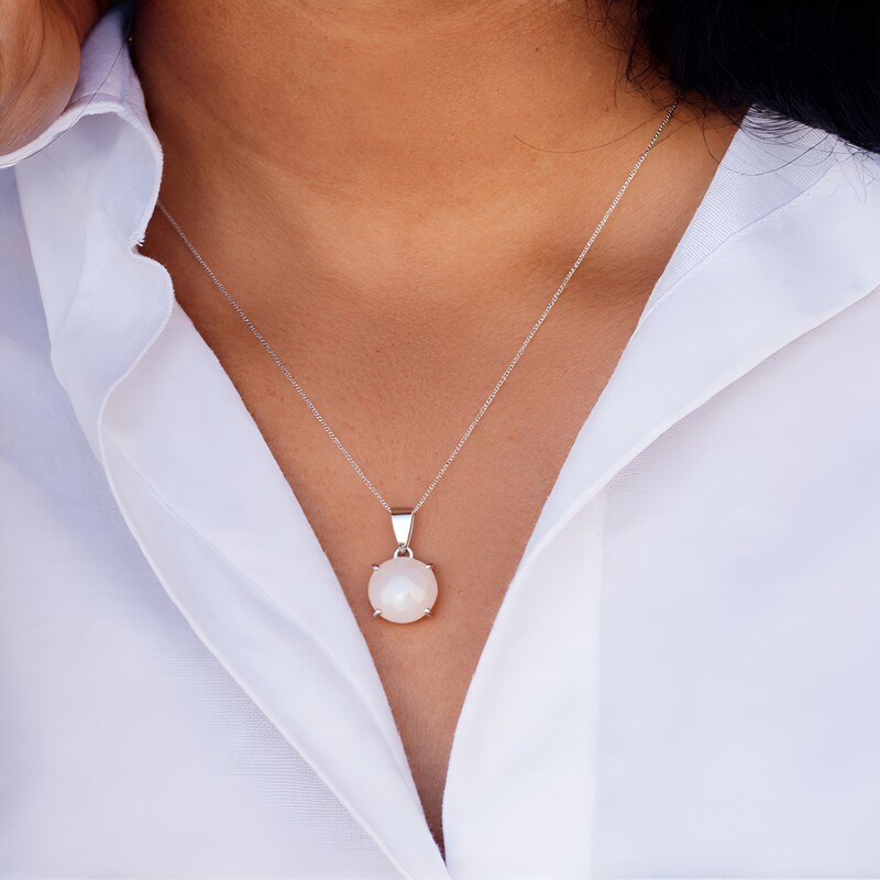 Pink Chalcedony Silver Pendant