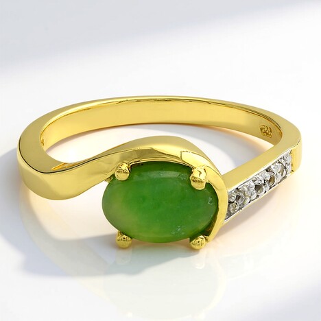 Anello placcato in oro con Crisoprasio Imperiale