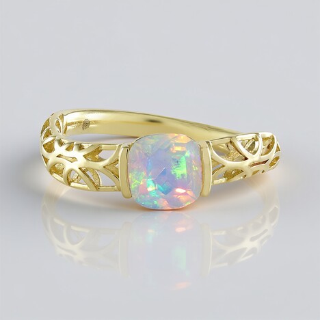 Anello in oro con Opale di Welo AAA (Ornaments by de Melo)