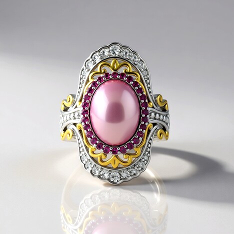Anello in argento con Perla Mabe Rosa (Dallas Prince Designs)