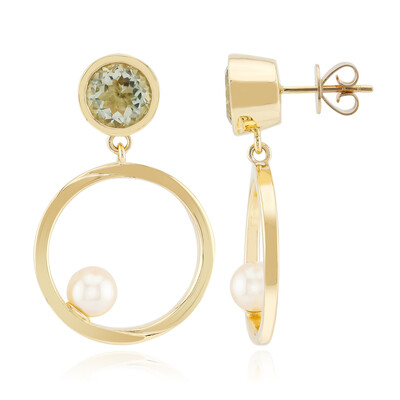 Pendientes en oro con Amatista verde de Río Grande (Michelle Albala)