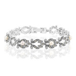 Weiße Süßwasserzuchtperlen-Silberarmband (TPC)