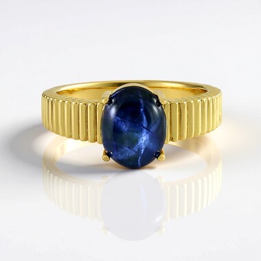 Zilveren ring met een blauwe ster saffier (de Melo Essence)