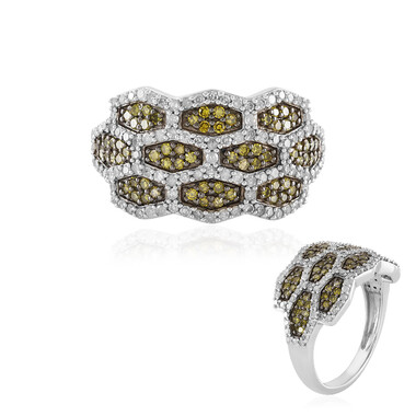Gelber I2 Diamant-Silberring