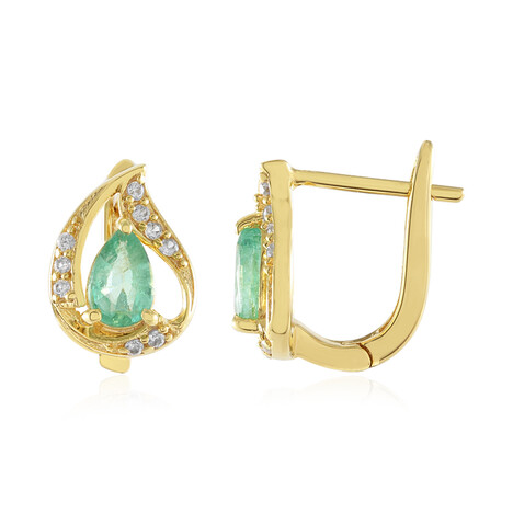 Russischer Smaragd-Silberohrringe (Adela Silber)