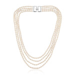 Zilveren halsketting met Witte zoetwater kweekparels (TPC)