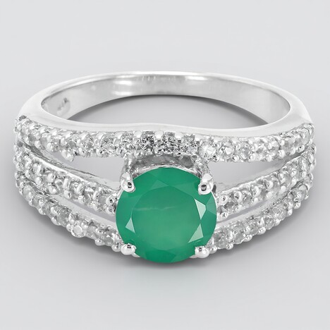 Anello in argento con Calcedonio Verde