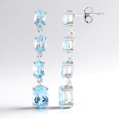 Kolczyki ze srebra rodowanego - Topaz błękitny Sky Blue