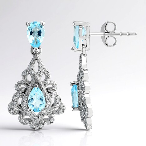 Orecchini in argento con Topazio Blu Cielo
