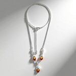 Collana in argento con Ambra Sunrise Baltica (dagen)
