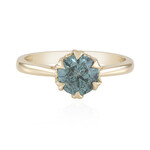 Gouden ring met een hemel-blauwe I2 diamant (SUHANA)