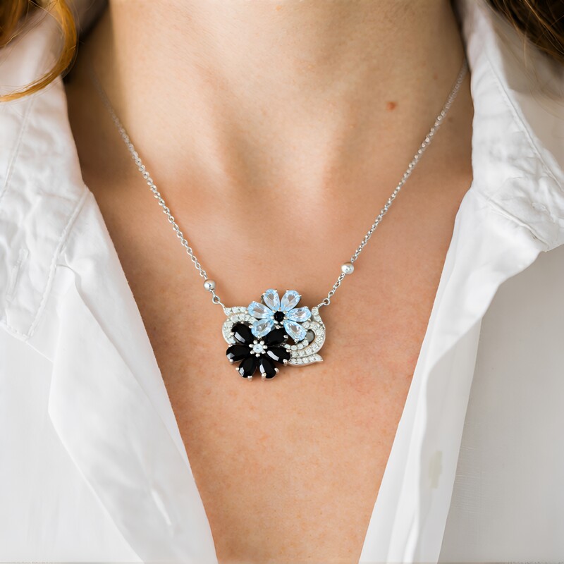 Black Spinel Silver Necklace (Dallas Prince Designs)