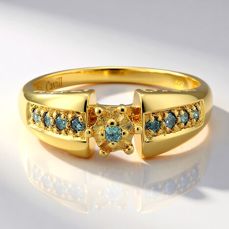 Anello placcato in oro con Diamante Fancy