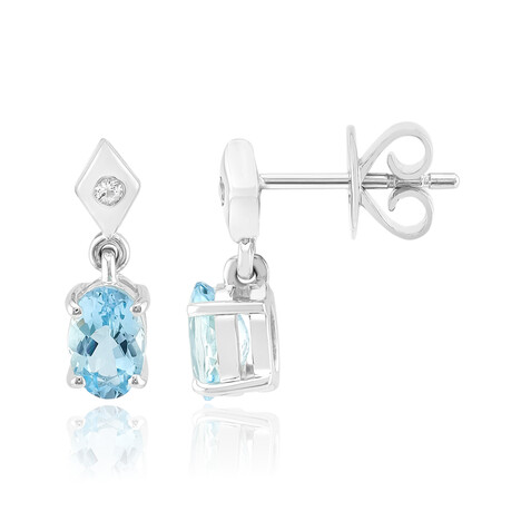 Boucles d'oreilles en argent et Aigue-marine du Mozambique (Pallanova)