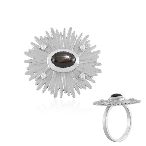 Anello in argento con Zaffiro Stellato Nero (MONOSONO COLLECTION)