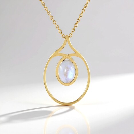 Collana in argento con Pietra di Luna Blu (KM by Juwelo)