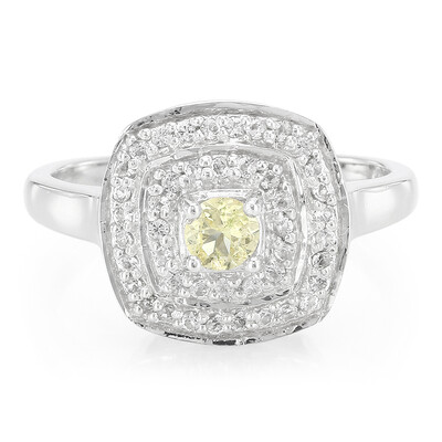 Bague en argent et Danburite jaune néon