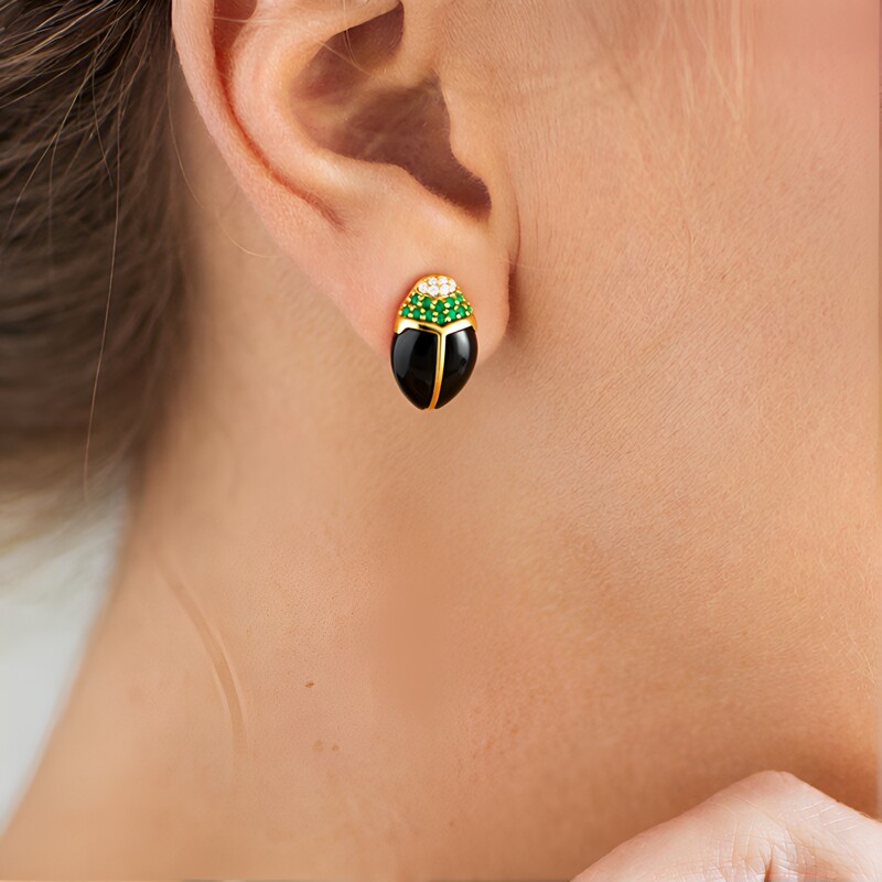 Pendientes en plata con Ónix negro