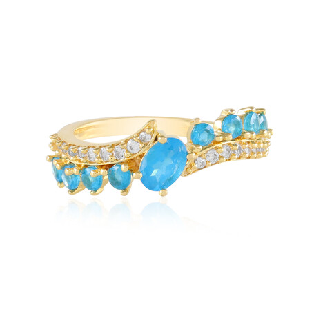 Neonblauer Apatit-Silberring