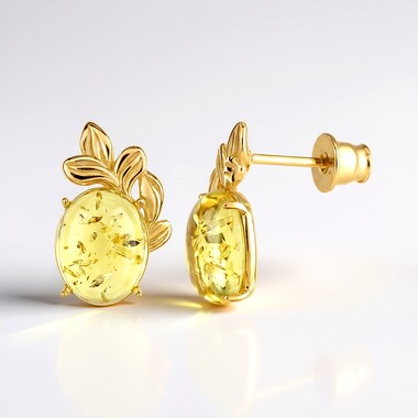 Orecchini in argento con Ambra Baltica Limone (dagen)