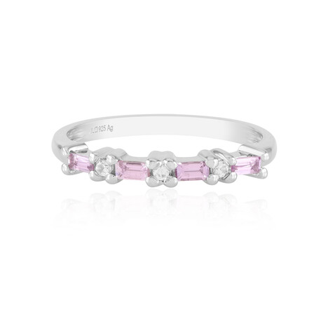Bague en argent et Saphir rose de Ceylan