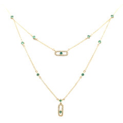 Collier en or et Emeraude de Zambie AAA (de Melo)