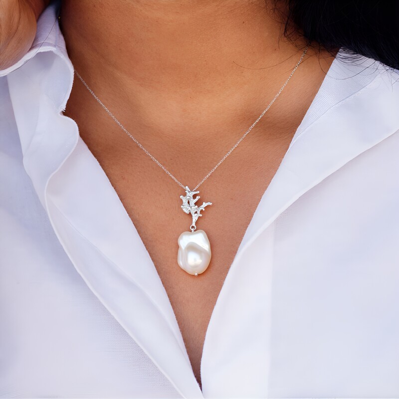 Colgante en plata con Perla blanca Freshwater