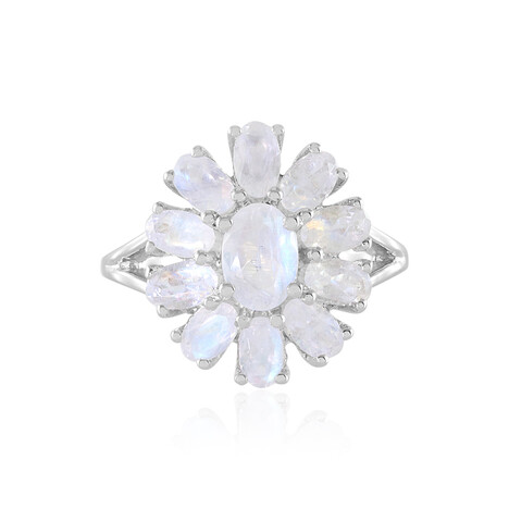 Regenbogen-Mondstein-Silberring